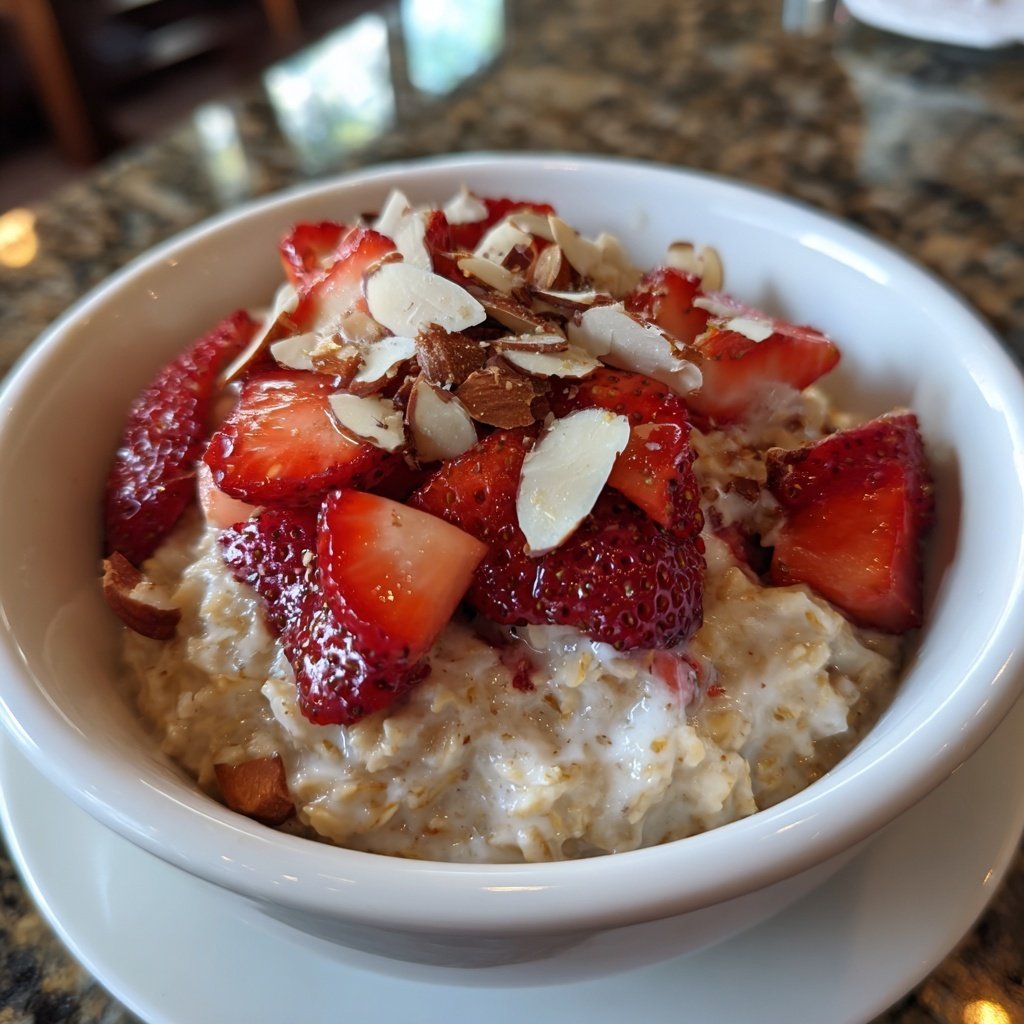 Valentines Breakfast Strawberry Almond Oatmeal
