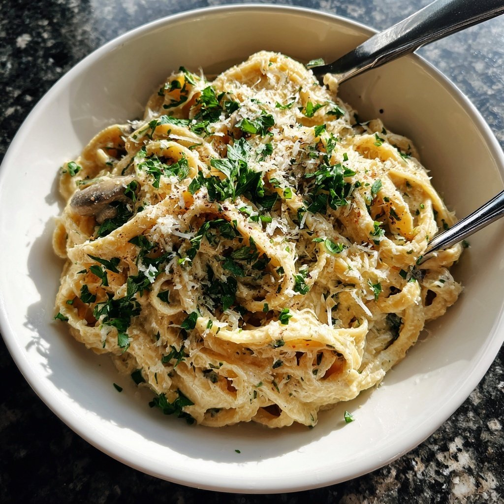 Valentine Dinner Creamy Mushroom Pasta