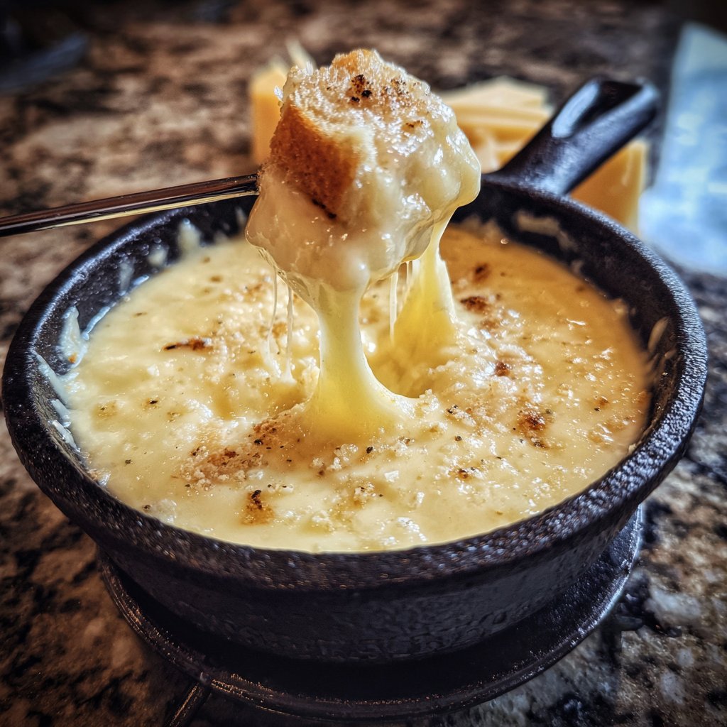 Fondue with Swiss Cheese and Garlic