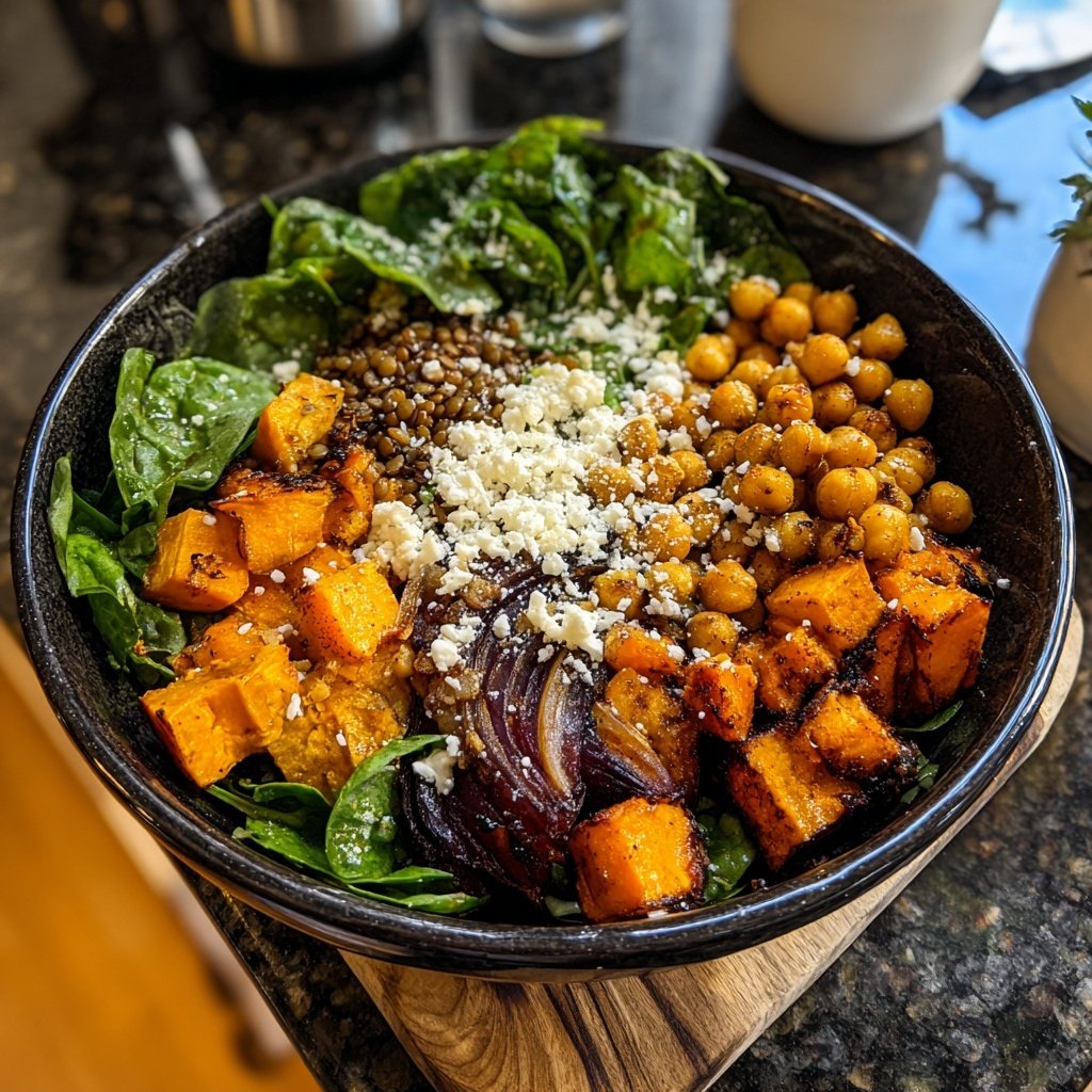 Roasted Veggie Lentil Grain Bowl