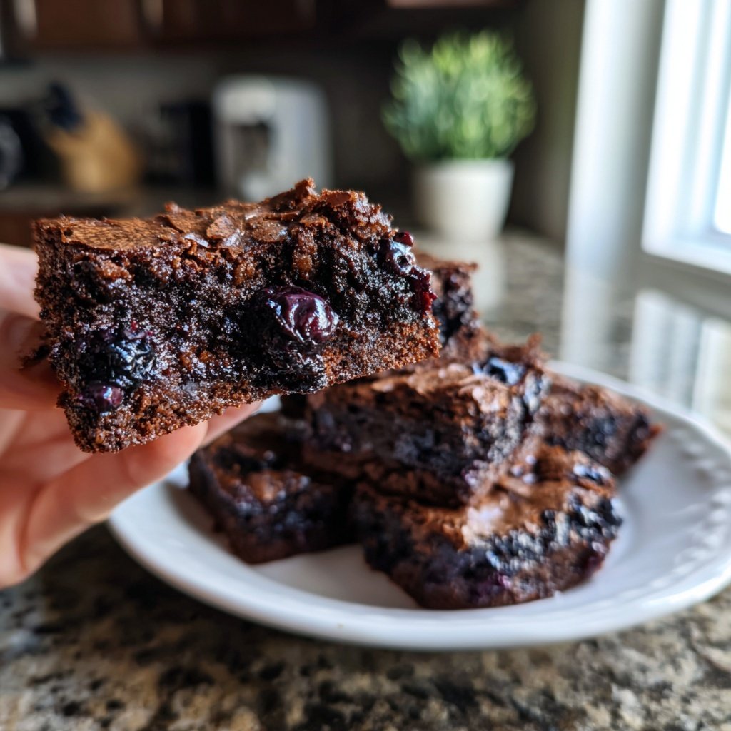 Cottage Cheese Brownies with Blueberries