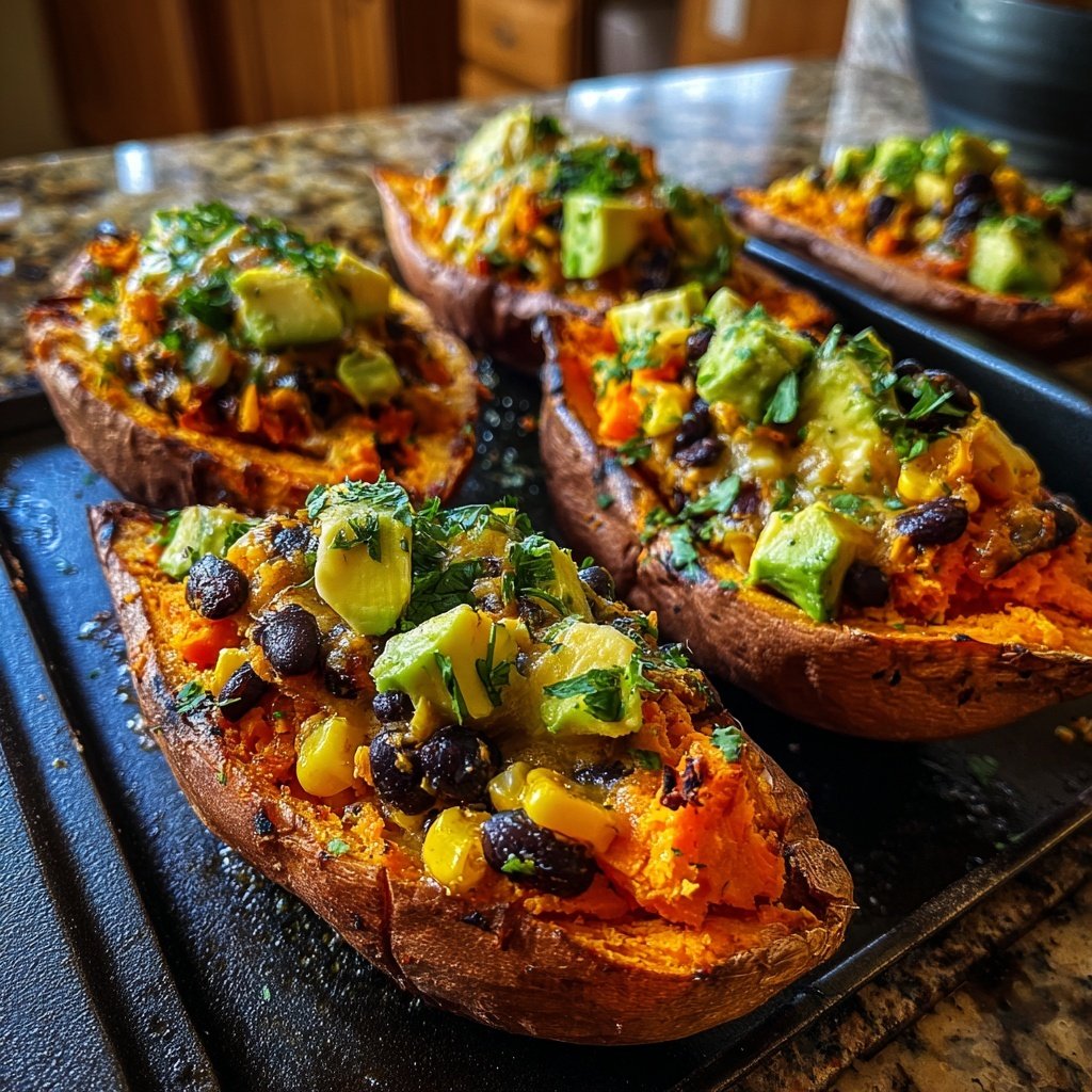 Baked Sweet Potato Veggie Boats