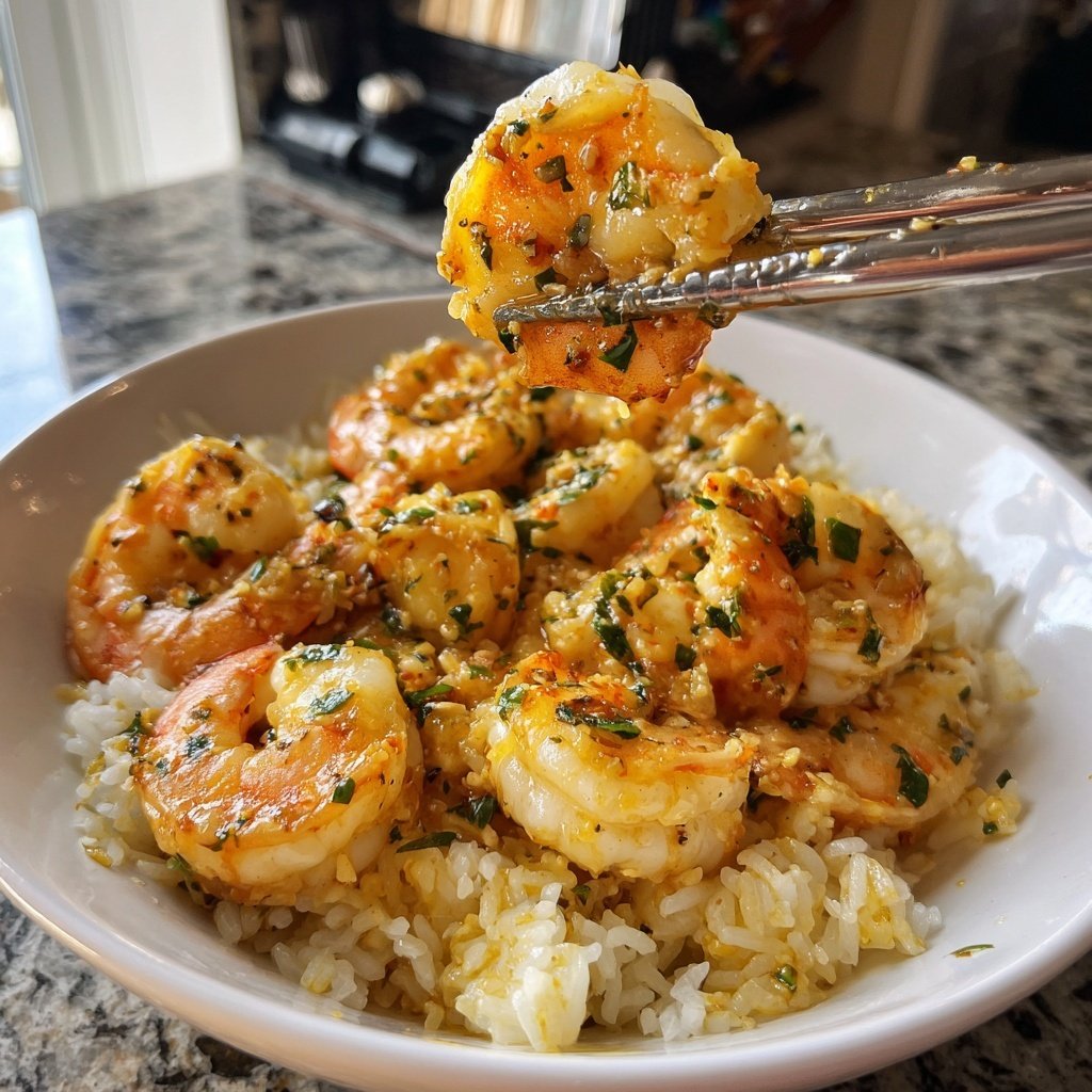 Garlic Butter Shrimp With Rice