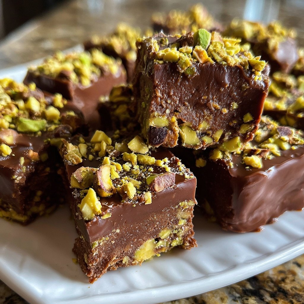 Chocolate Pistachio Fudge Bites