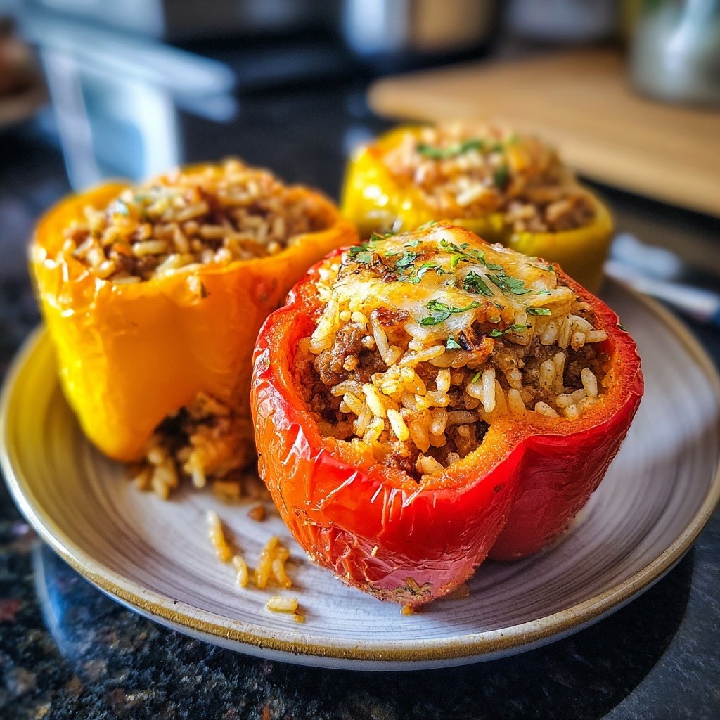Ground Beef Rice Stuffed Peppers