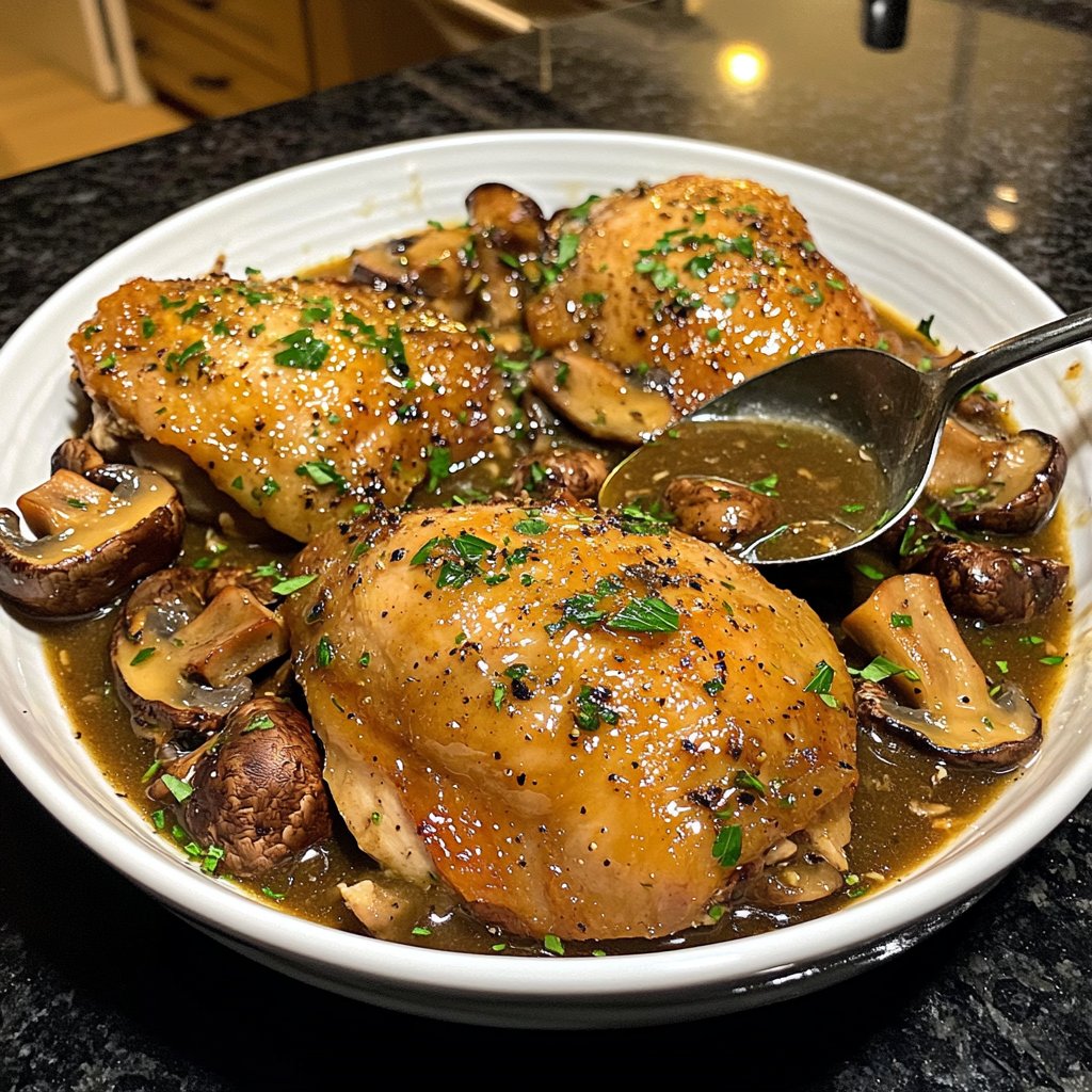 Healthy Crockpot Chicken with Mushrooms