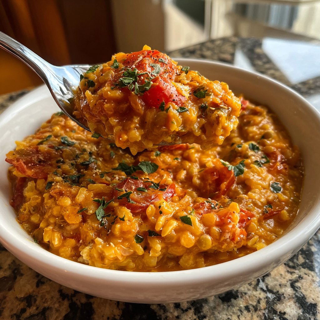 Creamy Tomato Lentil Rice Bowl