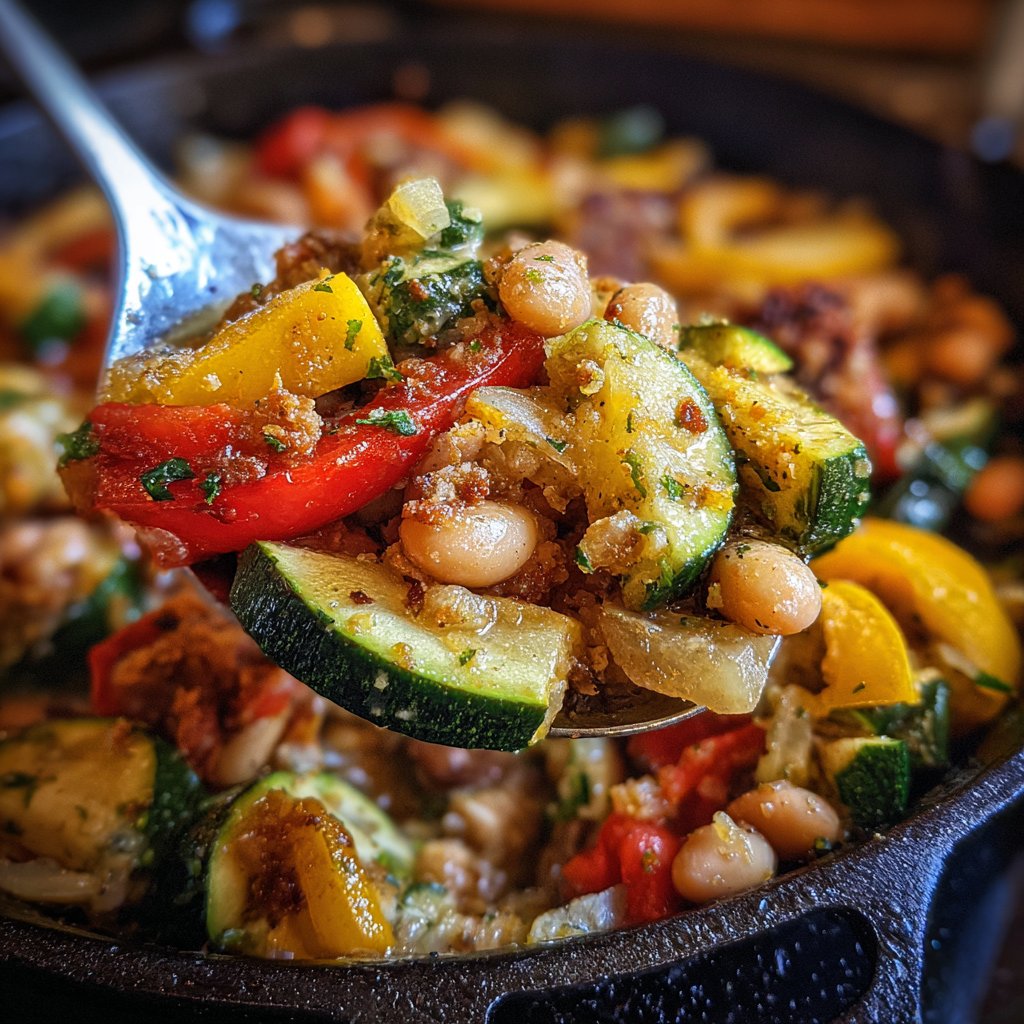Roasted Veggie White Bean Skillet